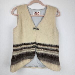 Vintage Alis Icelandic Mountain Sheep Wool and Silver Vest Viking Medium